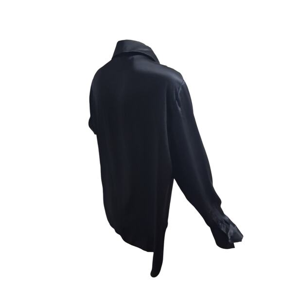 Reformation Quiet Luxury Women's size XL Black 100% Silk Button Up Old Money Top - Picture 15 of 16